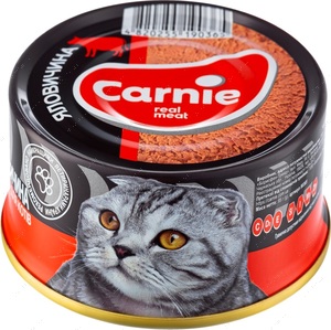 Вологий корм для дорослих котів м'ясний паштет із яловичиною Carnie