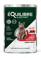 Вологий корм для дорослих та стерилізованих котів із яловичиною, стручковою квасолею й томатами Equilibre & Instinct
