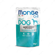 Беззерновий вологий корм для дорослих собак із тріскою Monge Dog Wet GRILL cod