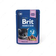 Вологий корм для кошенят, з білою рибою Brit Premium Cat Pouch Chunks with White Fish in Gravy for Kittens