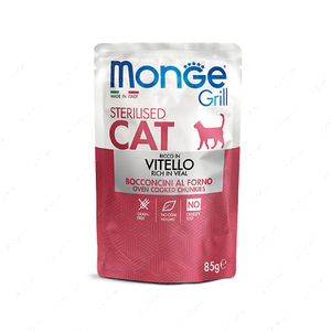 Вологий корм для дорослих кішок з телятиной Monge Cat GRILL Wet Sterilised with veal