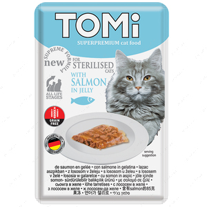 Вологий корм ЛОСОСЬ В ЖЕЛЕ для стерилізованих котів TOMi Sterilised Salmon in Jelly