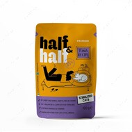 Вологий корм шматочки з тунцем у соусі для дорослих котів Half&Half